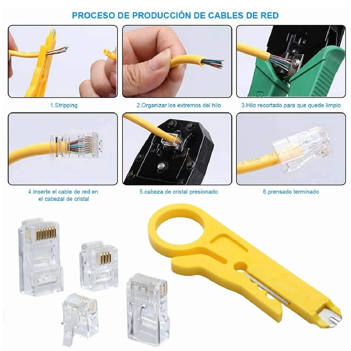 Set Pinza Ponchadora Rj45 Multifunción Internet Kit De 75 Pcs