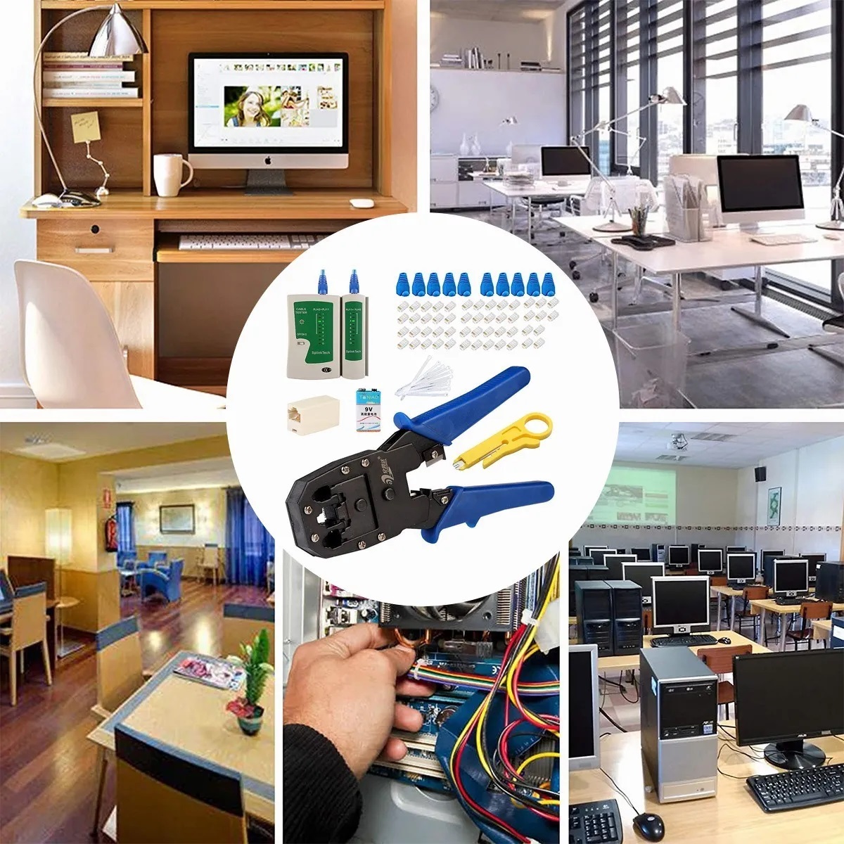 Set Pinza Ponchadora Rj45 Multifunción Internet Kit De 75 Pcs