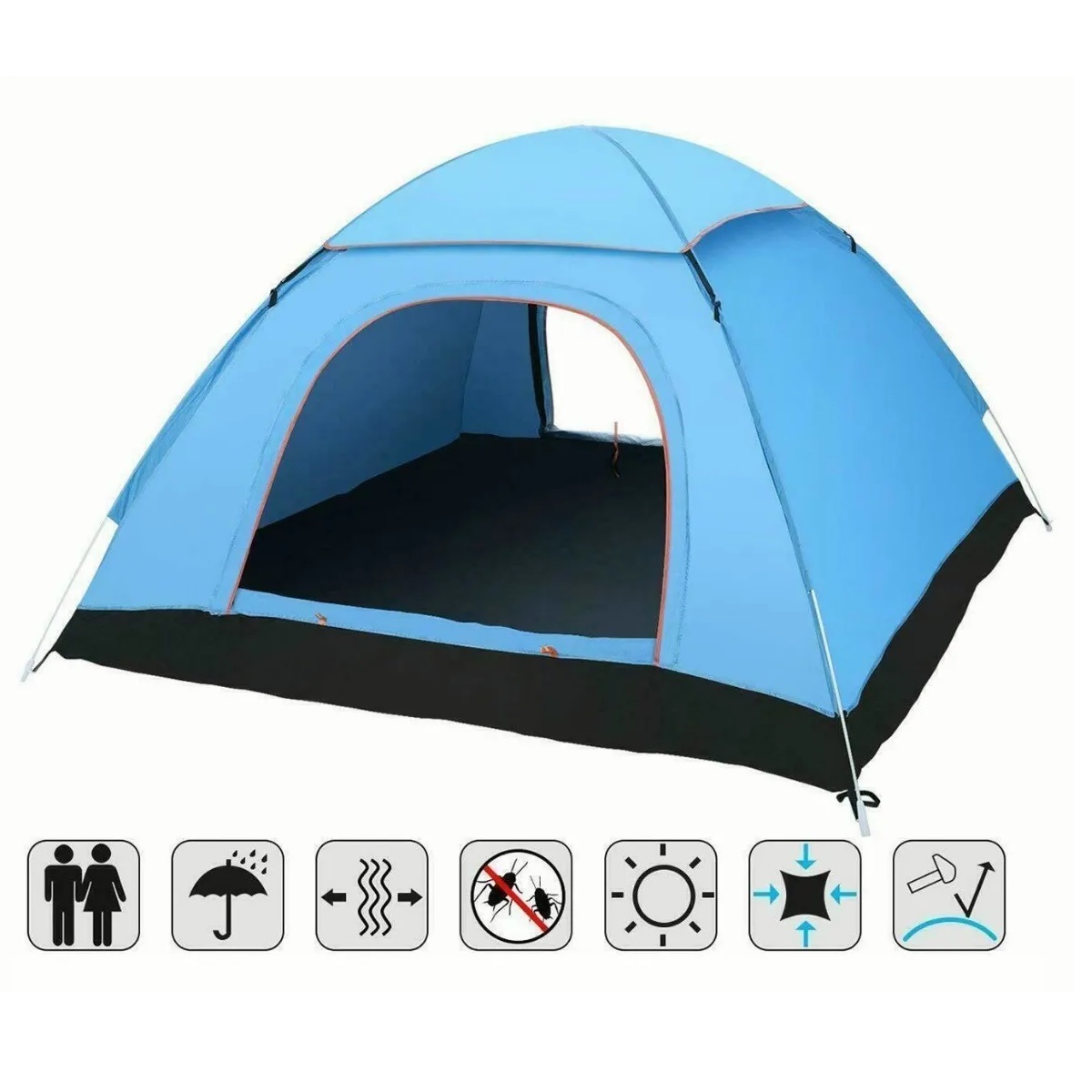 Tienda Casa De Campaña 3-4 Personas Camping Azul claro
