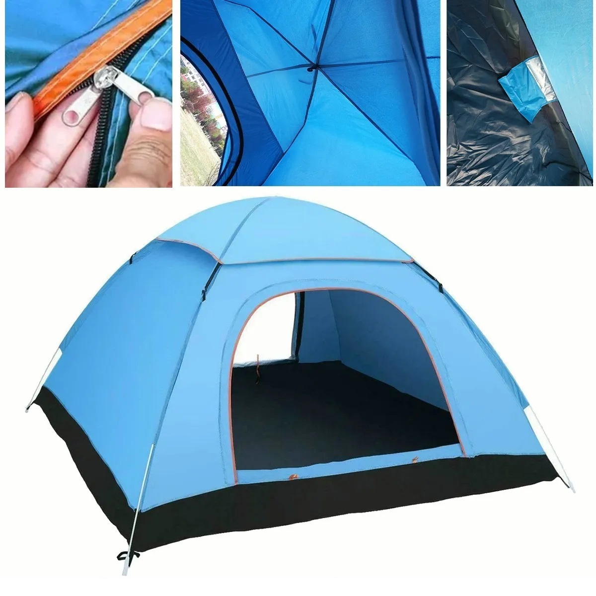 Tienda Casa De Campaña 3-4 Personas Camping Azul claro