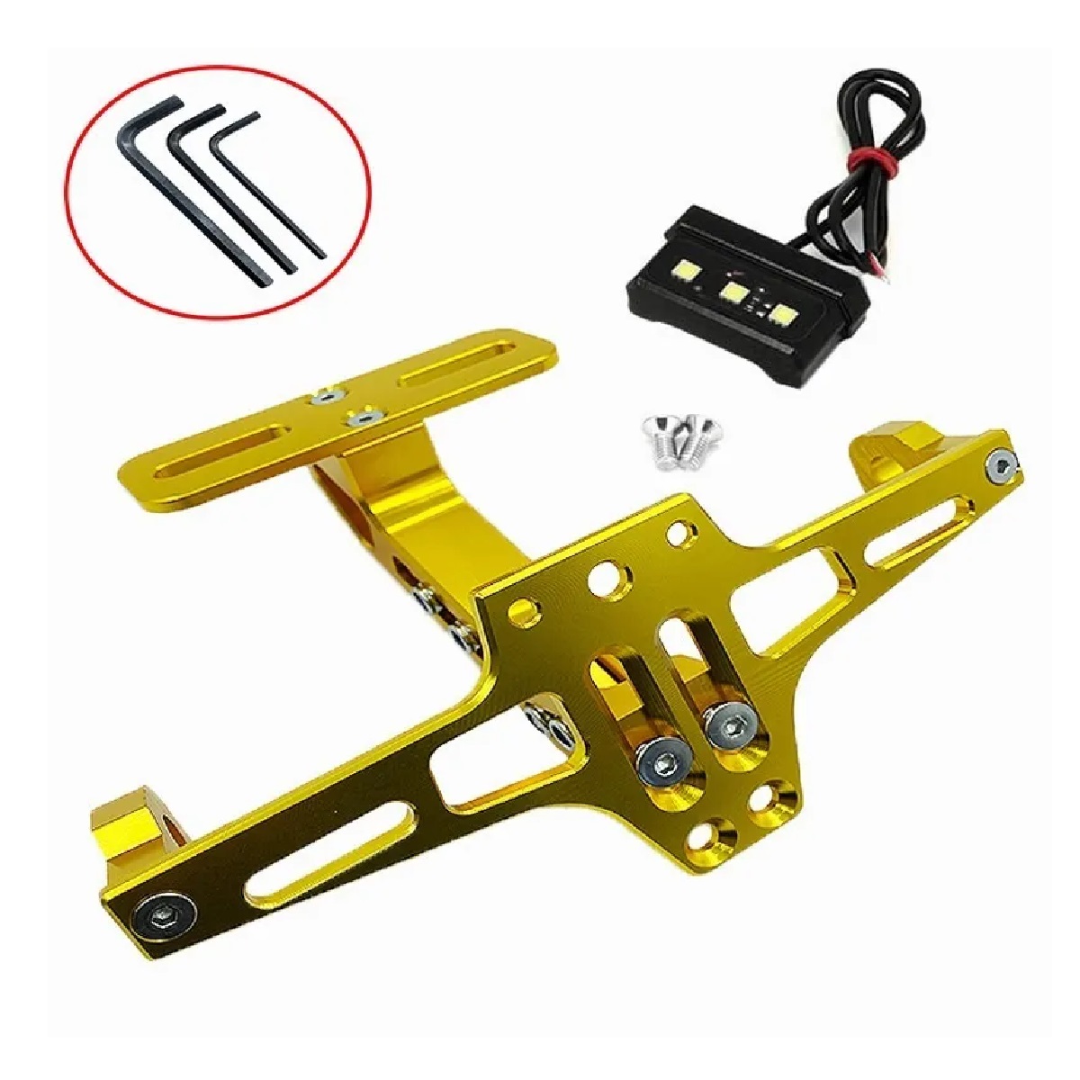 Porta Placas Aluminio Motocicleta Motos Accesorios  Dorado