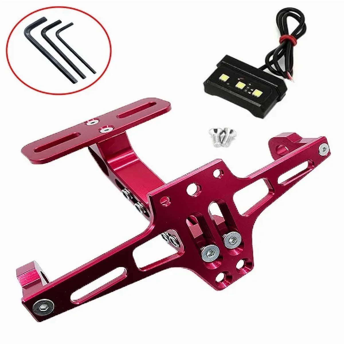 Porta Placas Moto Accesorios Soporte Aluminio Motocicleta Rojo