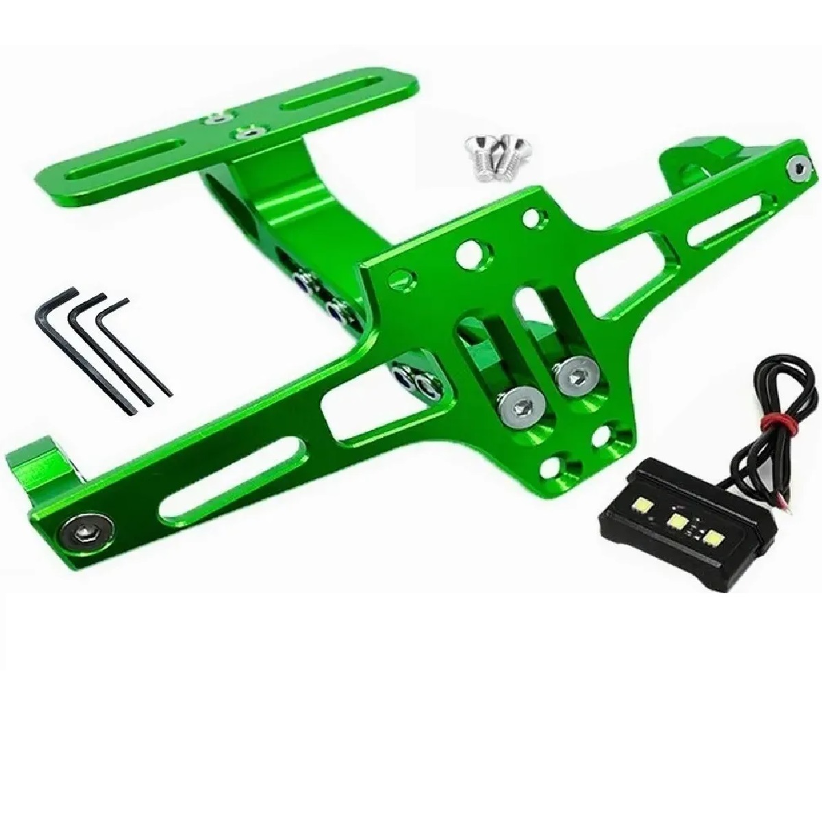 Porta Placa Moto Accesorios Aluminio Universal Motocicleta Verde