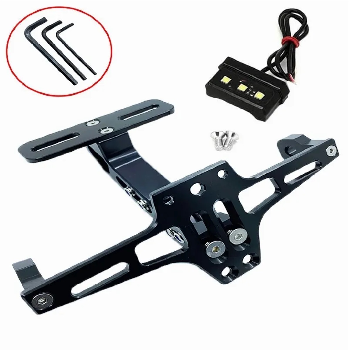 Porta Placa Motocicleta De Aluminio Abatible Universal Motos Negro