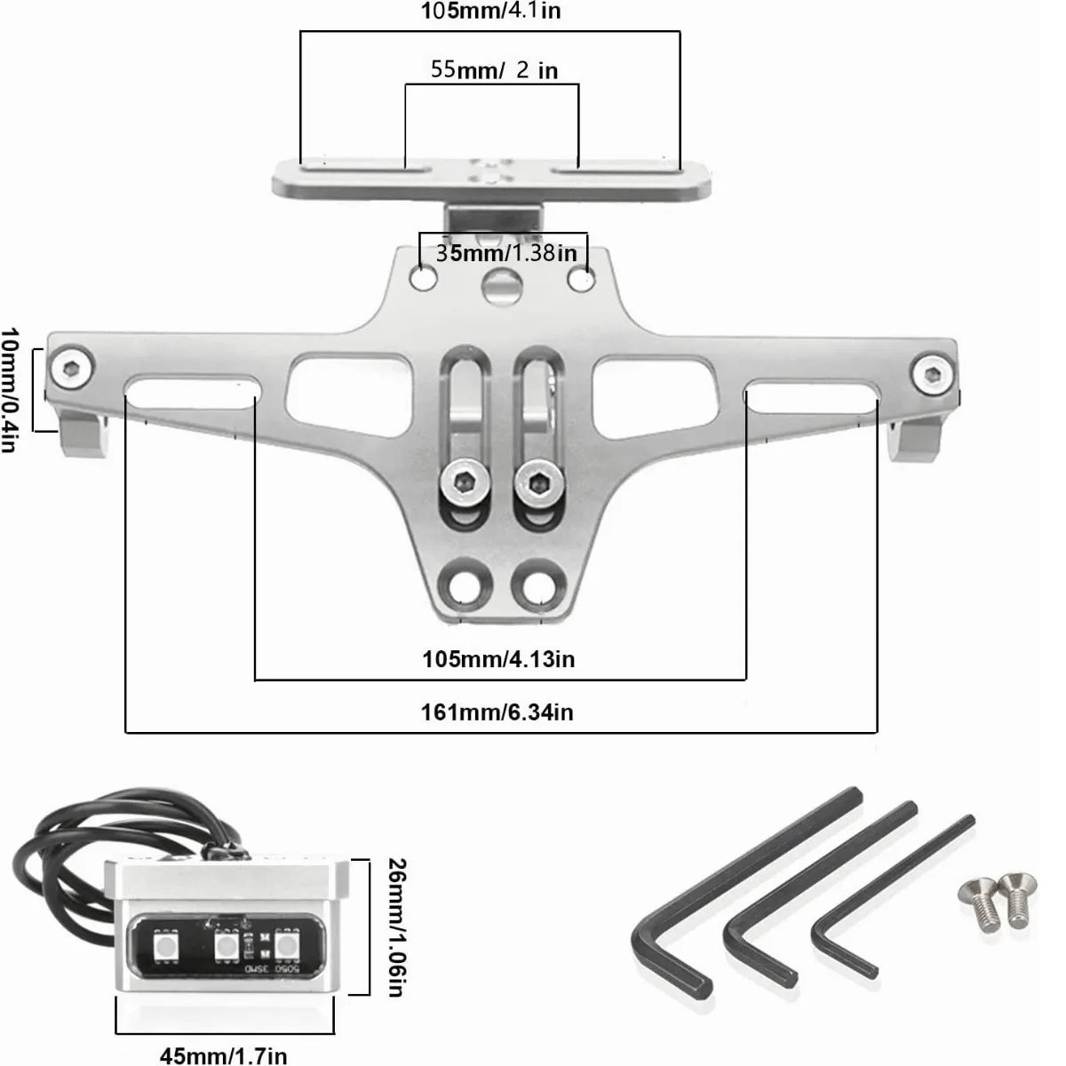 Porta Placa Motocicleta De Aluminio Abatible Universal Motos Negro