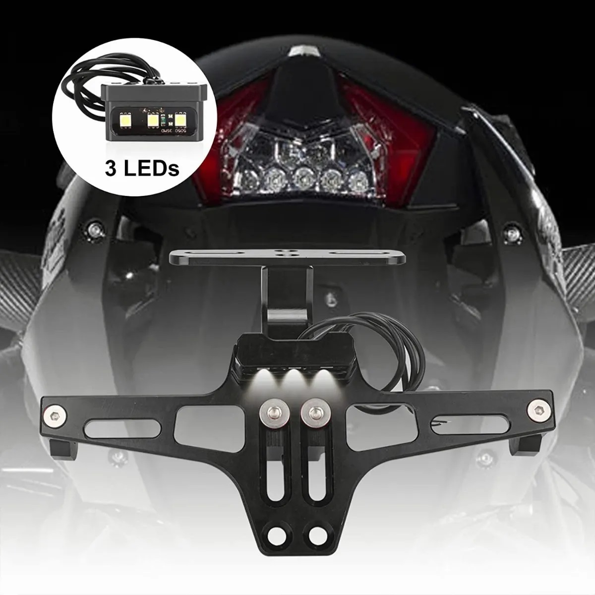 Porta Placa Motocicleta De Aluminio Abatible Universal Motos Negro