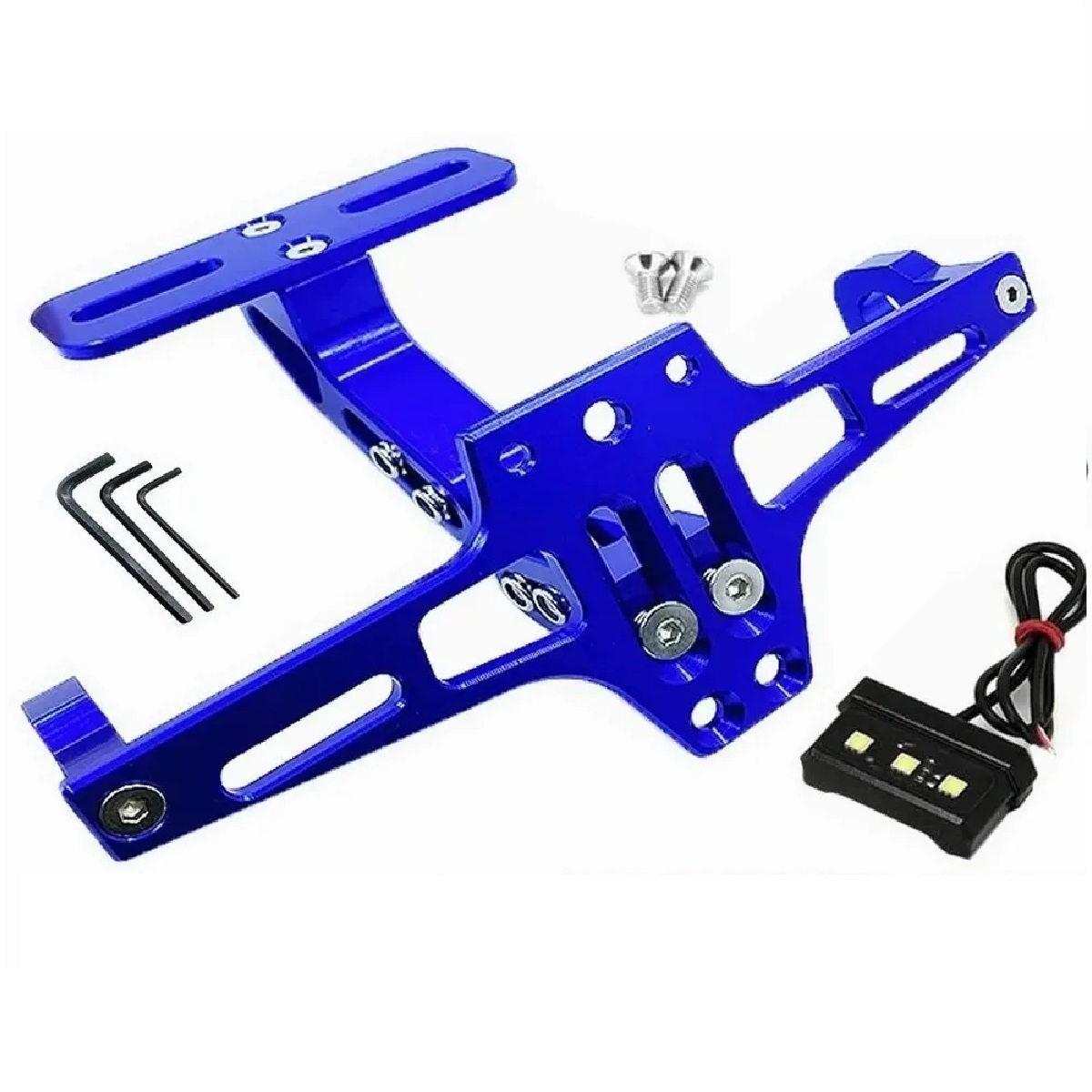 Porta Placas Soporte Accesorios Aluminio Motocicleta Moto Azul