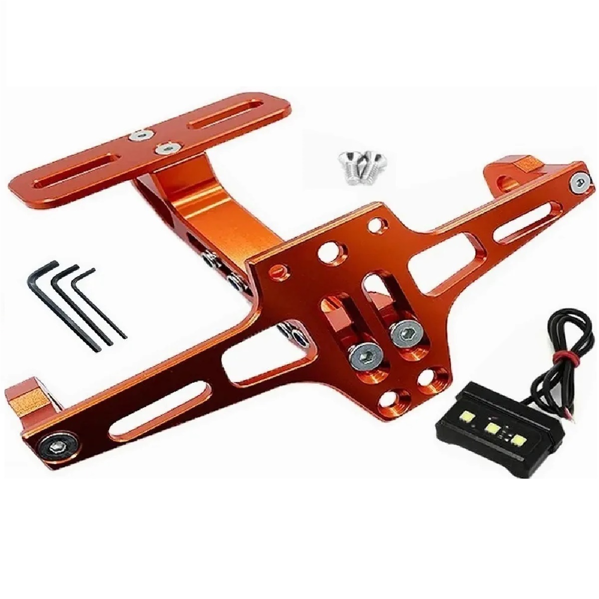 Porta Placas Soporte Accesorios Aluminio Motocicleta Moto Naranja