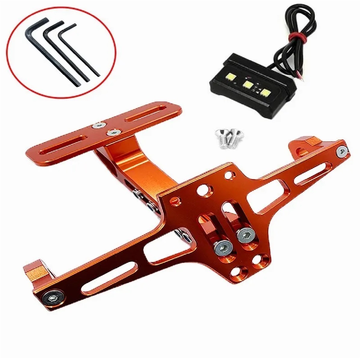 Porta Placas Soporte Accesorios Aluminio Motocicleta Moto Naranja