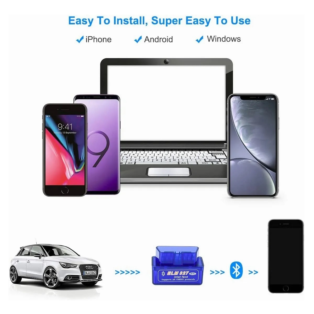 Conexión Bluetooth Del Escáner De Coche Mini Elm327 Obd2