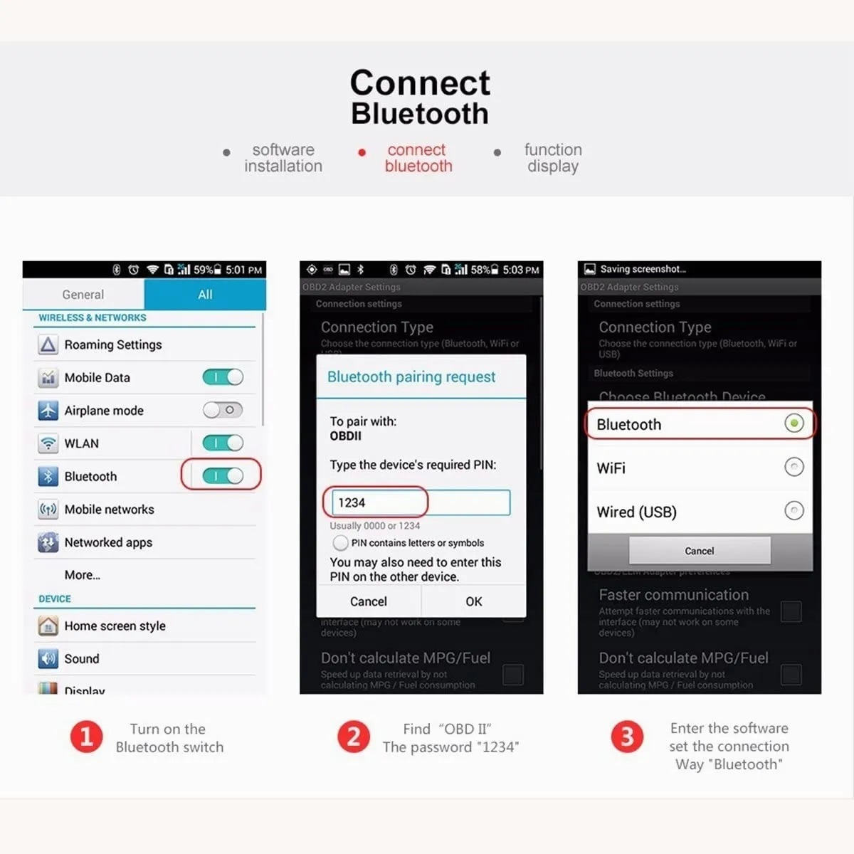 Conexión Bluetooth Del Escáner De Coche Mini Elm327 Obd2