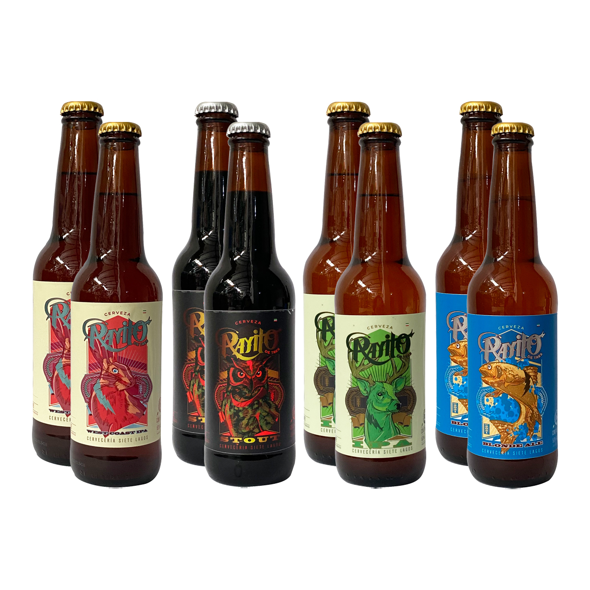 8 Pack Cerveza Artesanal Rayito de Tres 355 ml