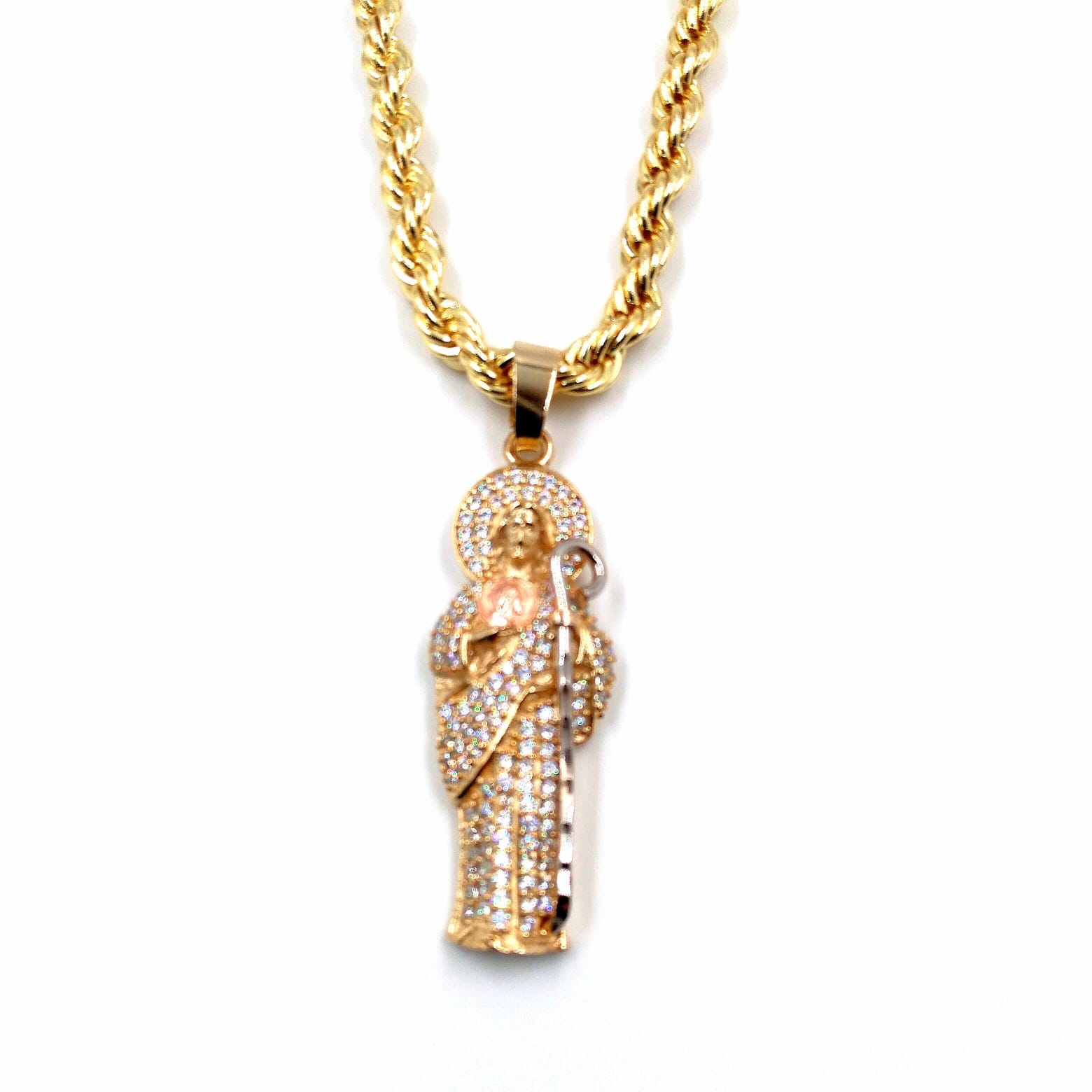 Collar Bijoux Marquise Dije San Judas Con Torzal Chapa Oro 18k