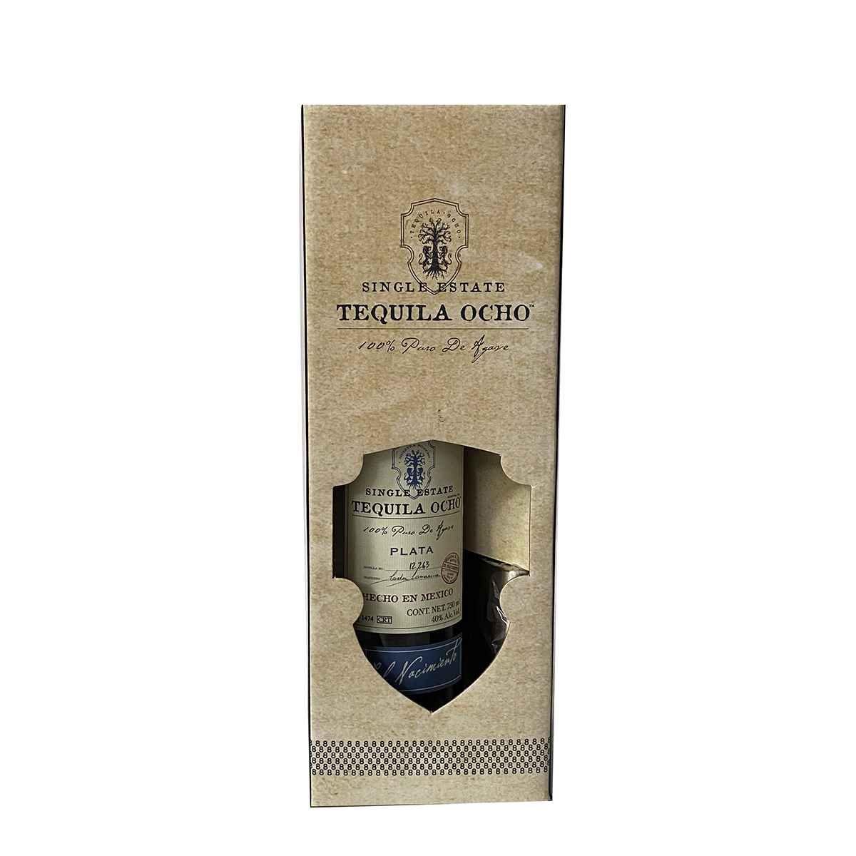 Gift Pack Tequila Ocho Plata 750 ml con Licorera 