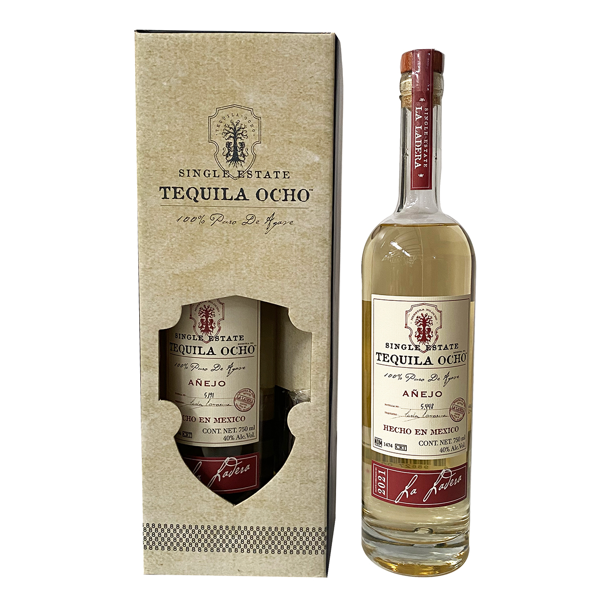 Gift Pack Tequila Ocho Añejo 750 ml con Licorera 