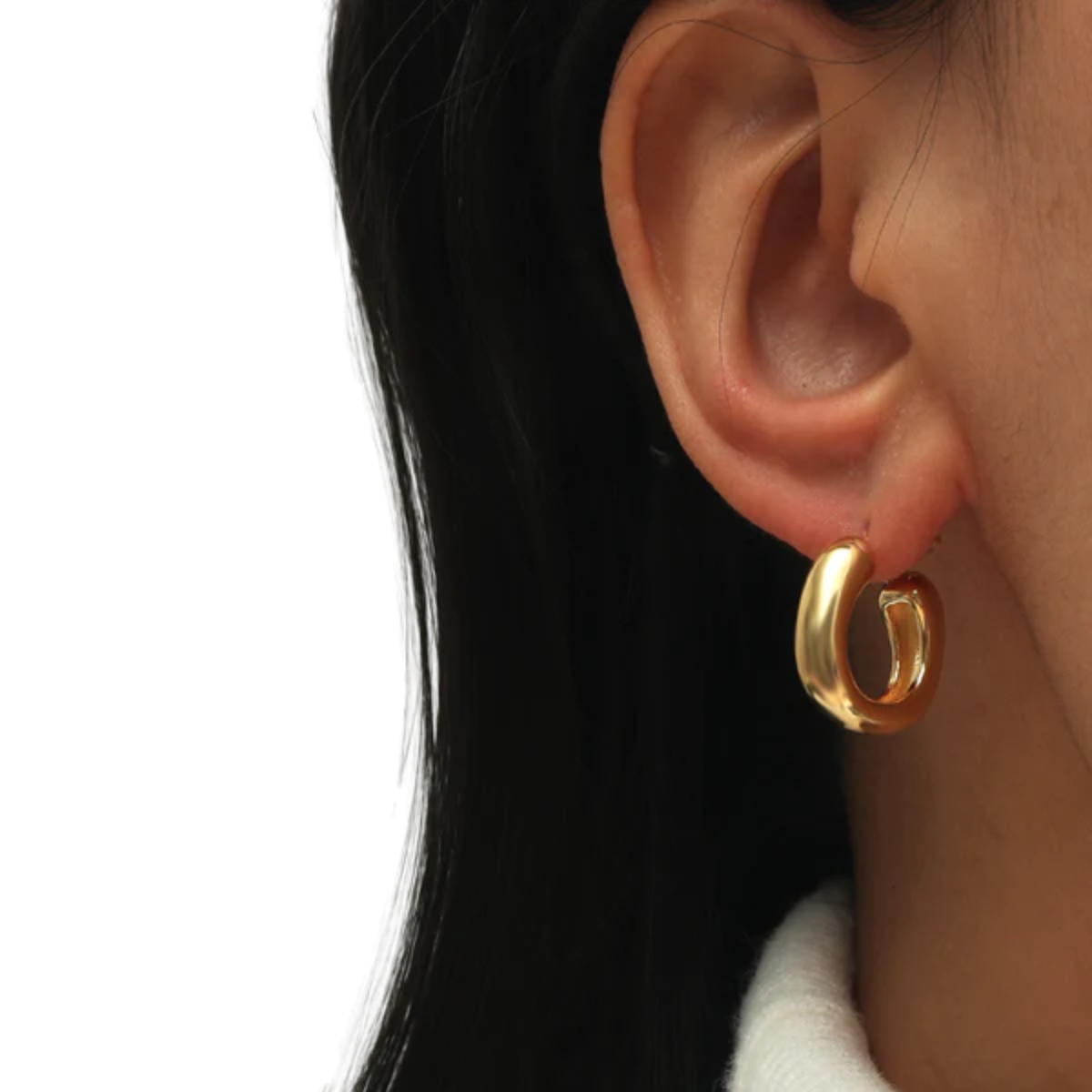 Arete Aro Pendiente Geométrico Acero Inoxidable Color Dorado Plateado Moda Mujer 