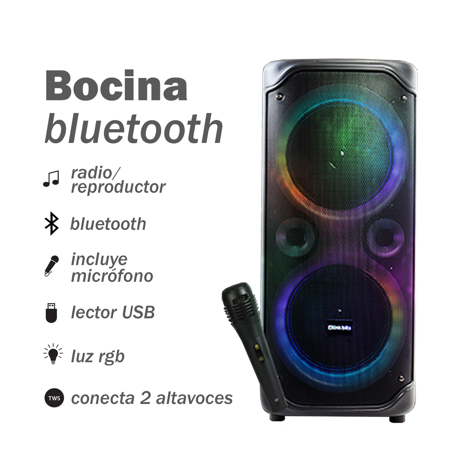Bocina Doble Portátil de 8" Link Bits VB810T