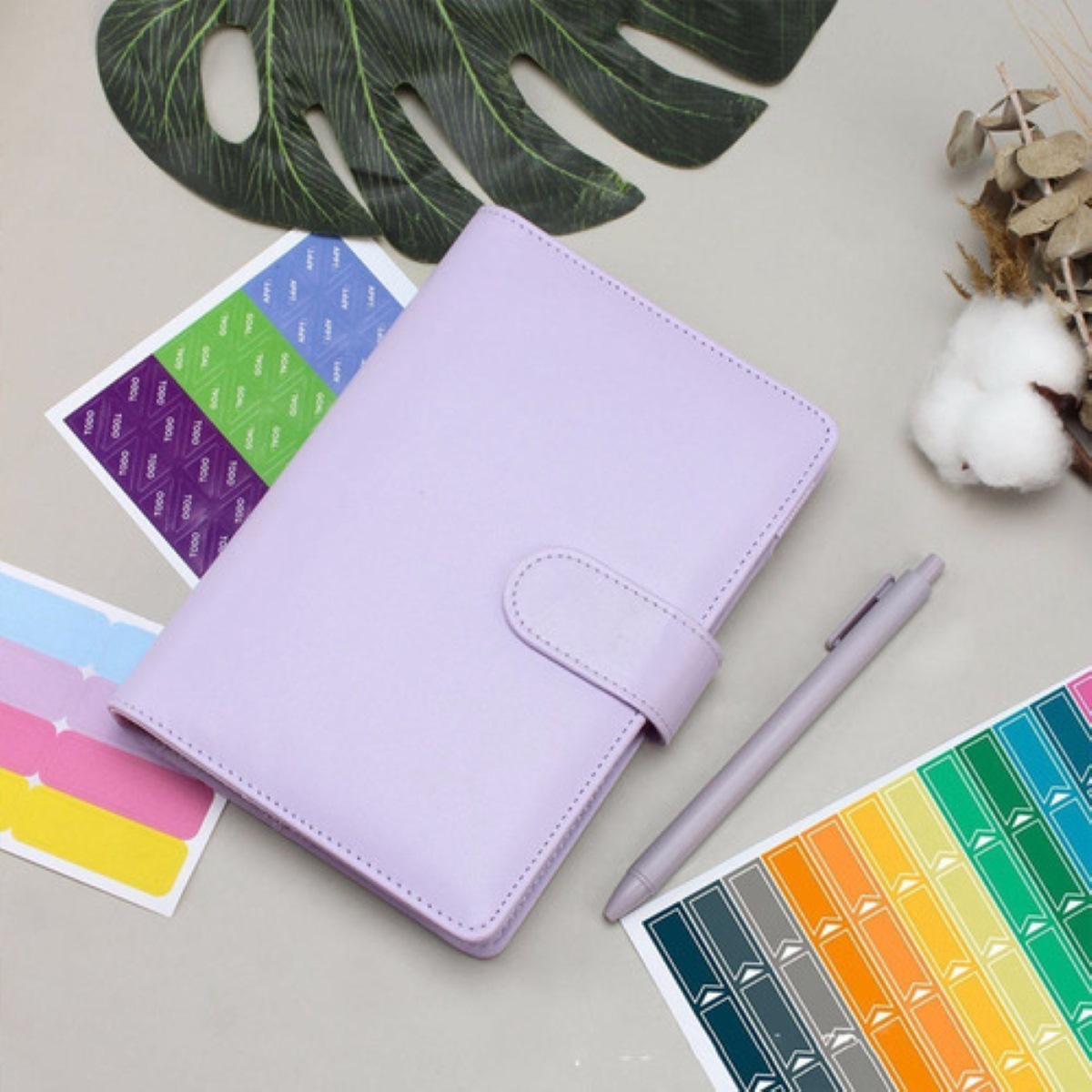 Kit De Carpeta Planner Cuaderno De Hojas Piel Púrpura
