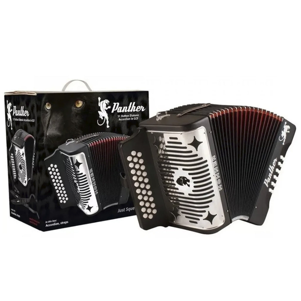 HOHNER A4840 Acordeon Diatonico "Panther" FA-SIB-MIB 31 Botones Y 12 Bajos Negro