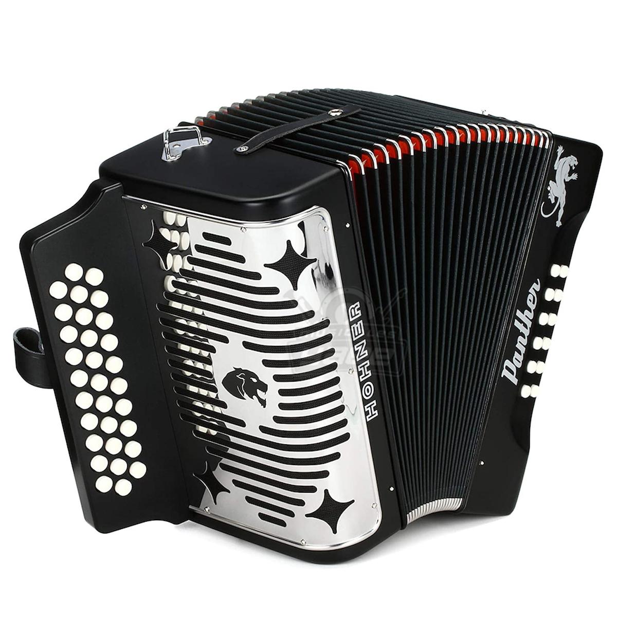 HOHNER A4840 Acordeon Diatonico "Panther" FA-SIB-MIB 31 Botones Y 12 Bajos Negro