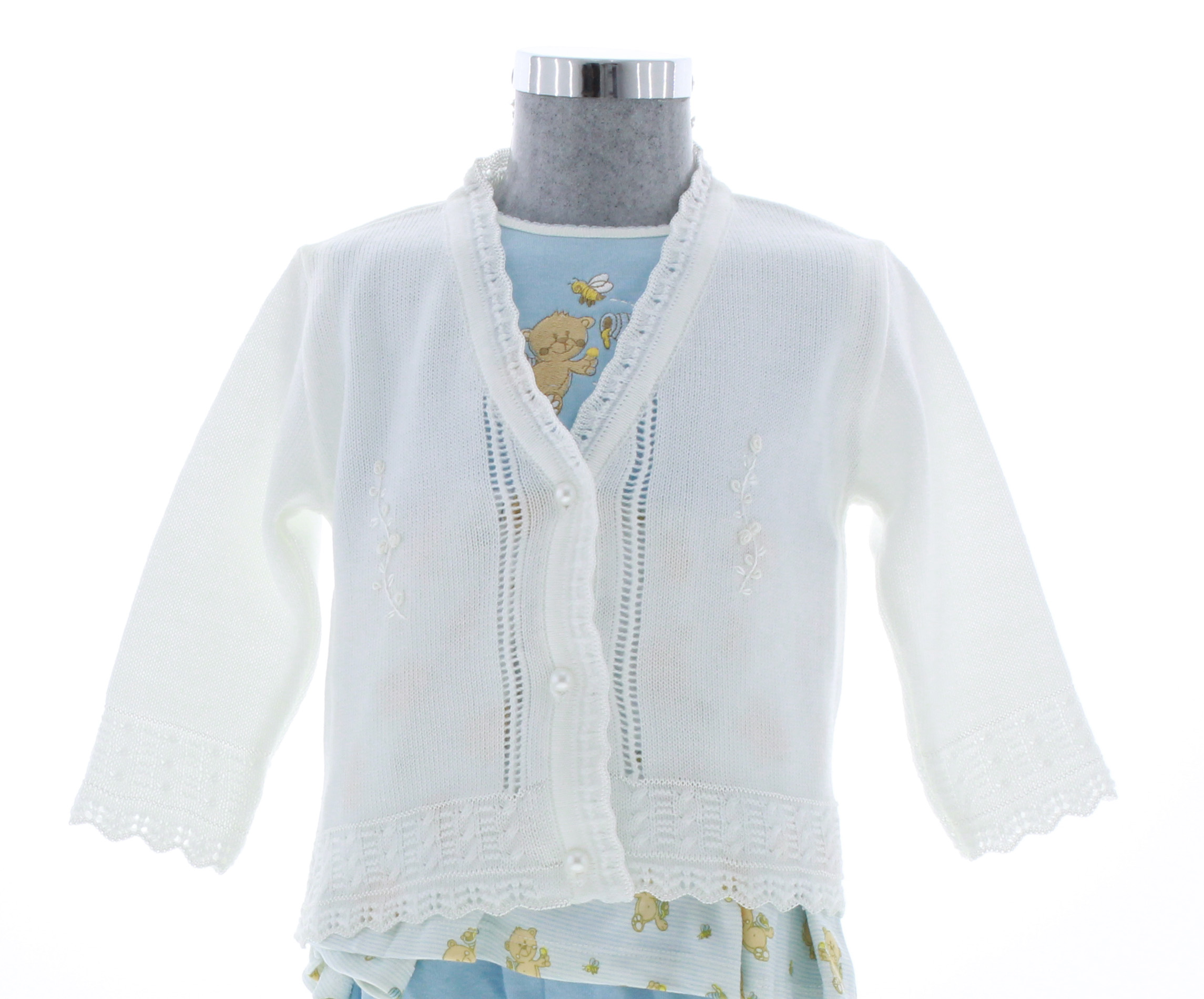 Sueter Niña Tejido 3050 Blanco Perla 1 a 4 Años.