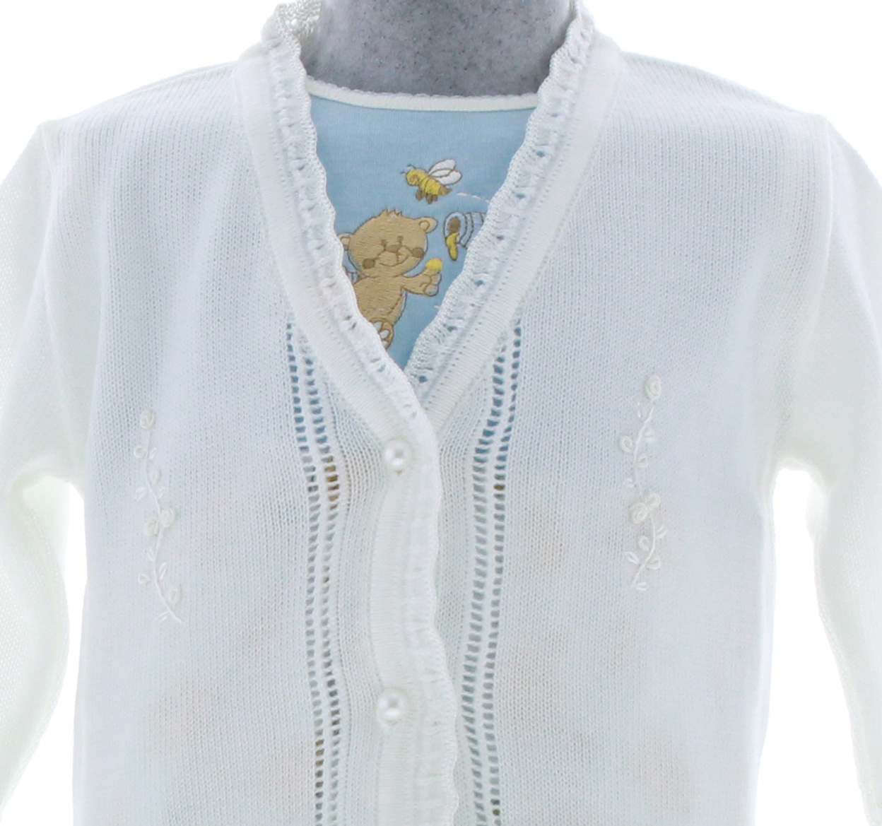 Sueter Niña Tejido 3050 Blanco Perla 1 a 4 Años.