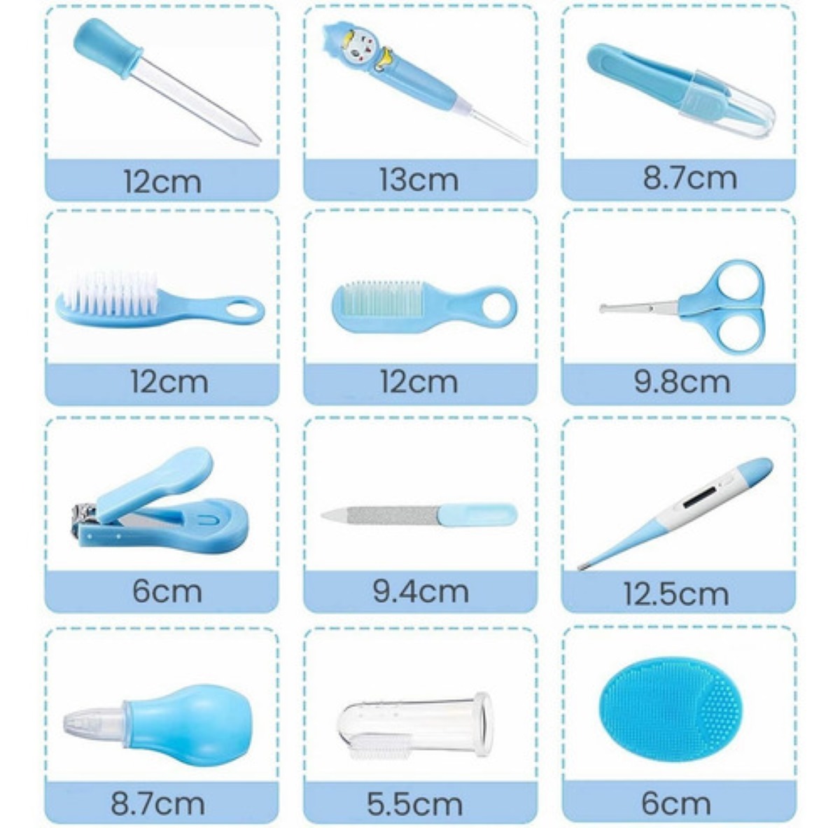 Kit Bebé Cuidado 12 Piezas Set De Termometro  y Salud Azul