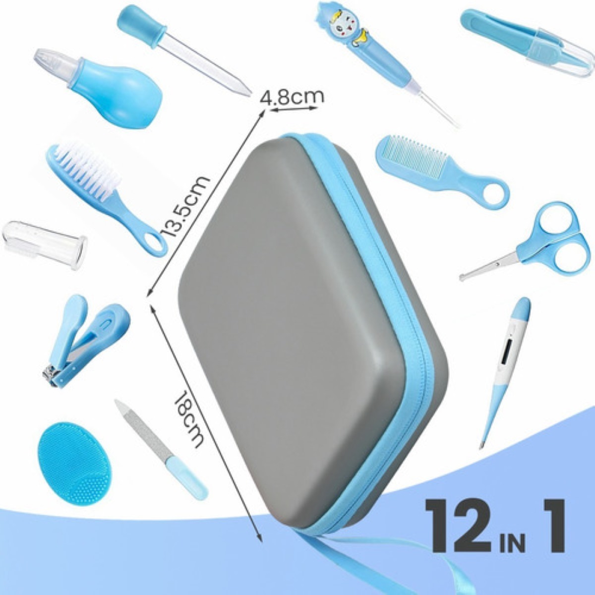 Kit Bebé Cuidado 12 Piezas Set De Termometro  y Salud Azul