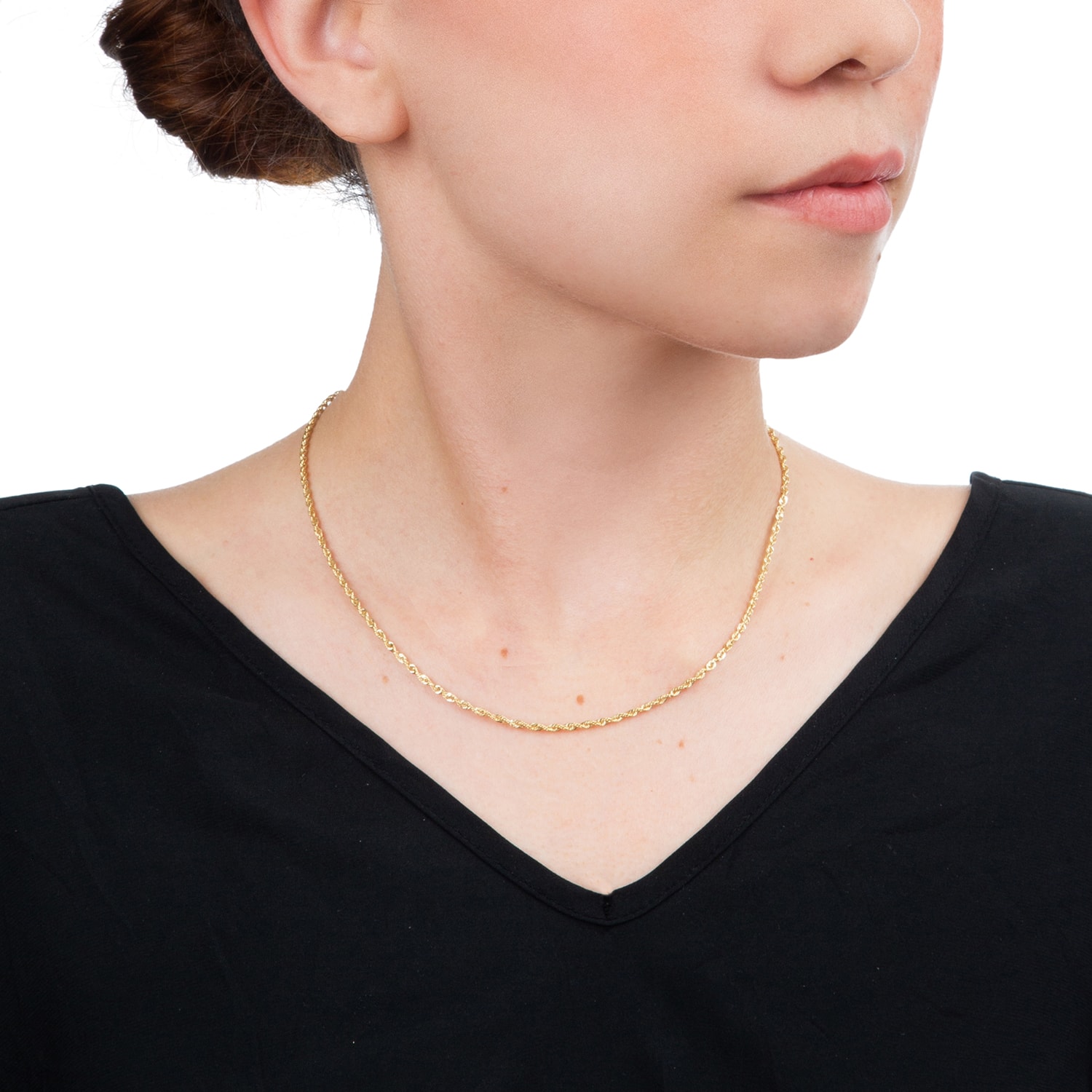 Cadena Collar Torsal 2mm Unisex 40cm Oro Italiano Hueco 10k 