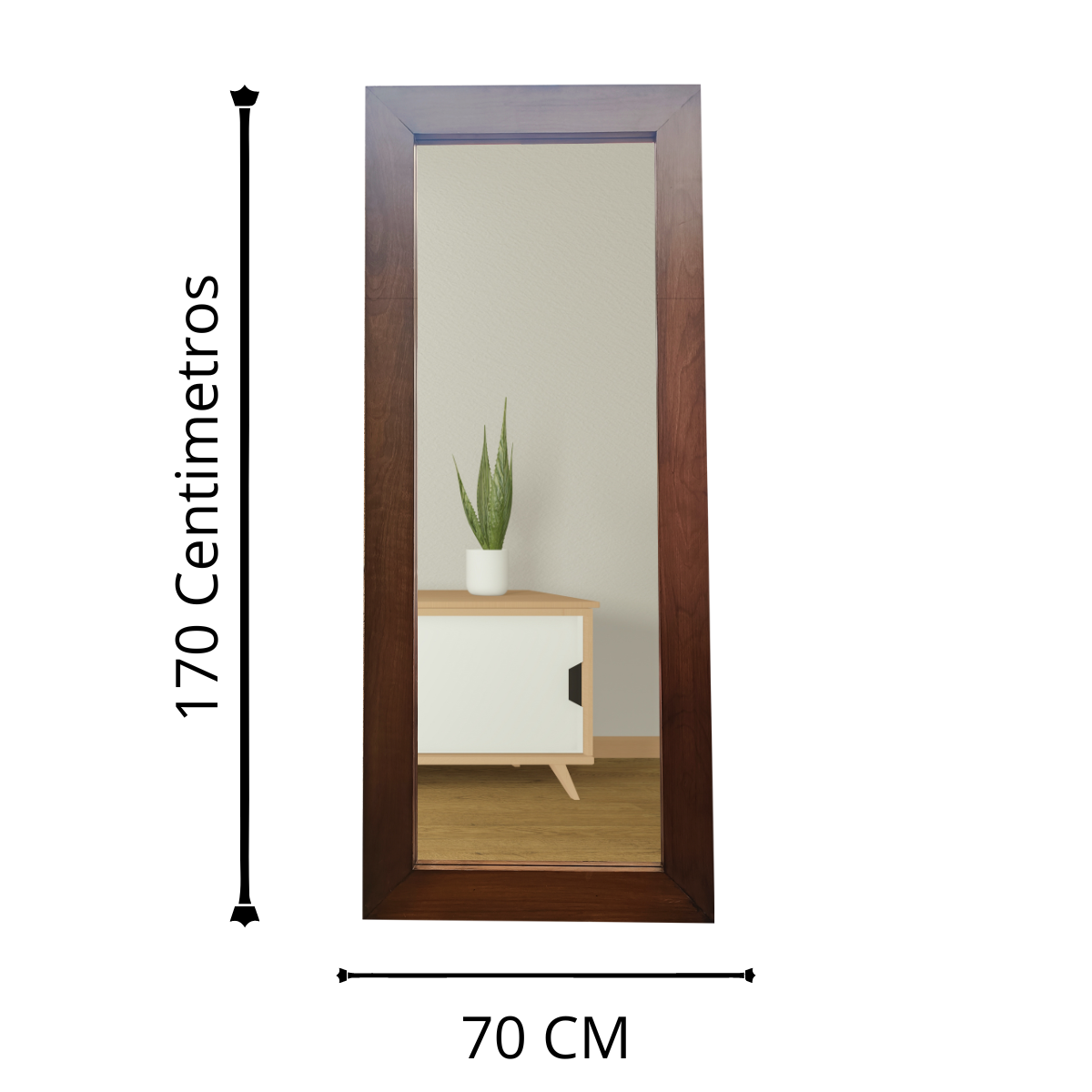Espejo decorativo para pared de cuerpo completo con aspecto a madera de nogal