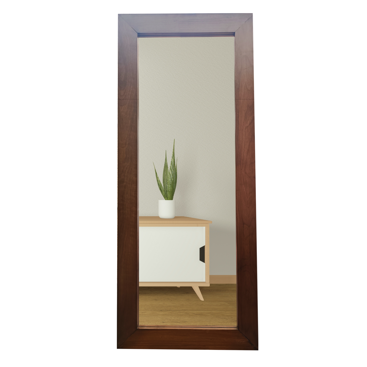 Espejo decorativo para pared de cuerpo completo con aspecto a madera de nogal