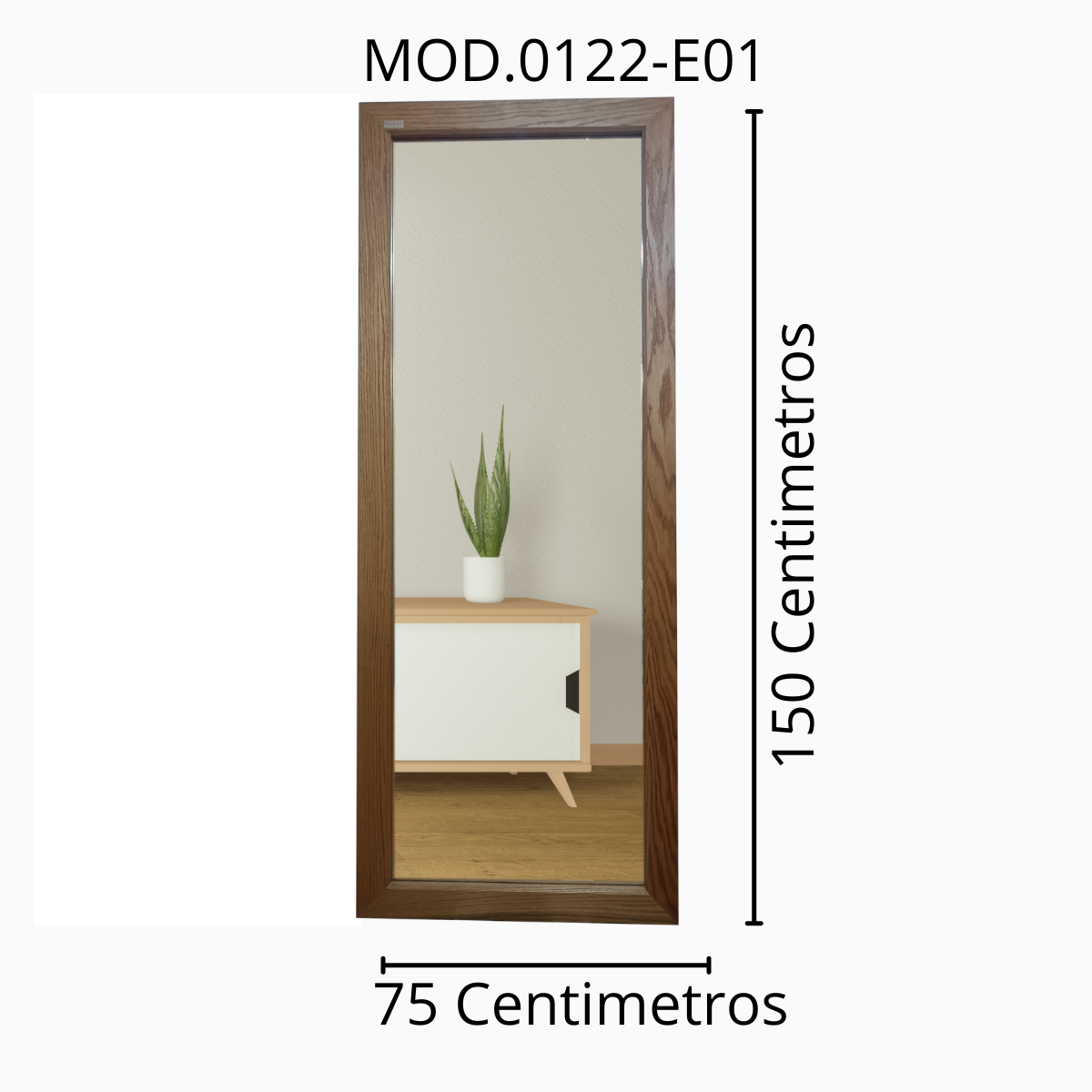 Espejo decorativo de cuerpo completo elaborado en madera de encino natural