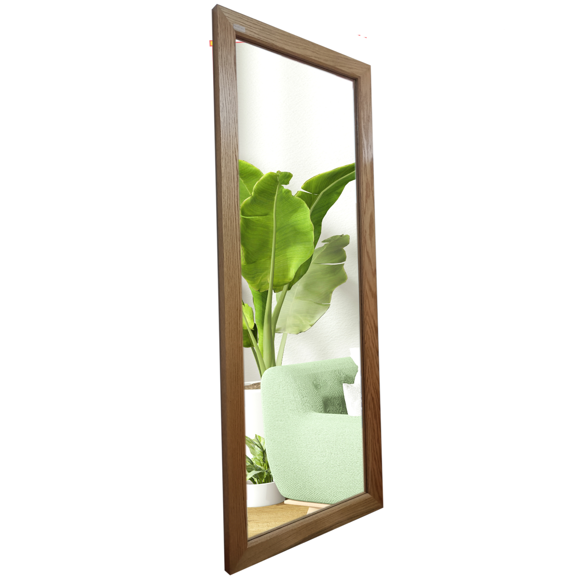 Espejo decorativo de cuerpo completo elaborado en madera de encino natural