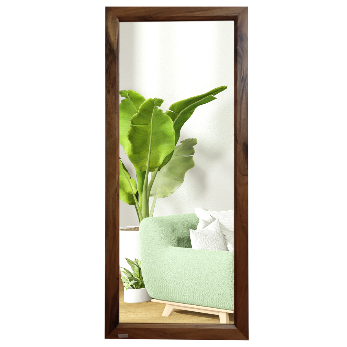 Espejo decorativo de cuerpo completo elaborado en madera de parota natural