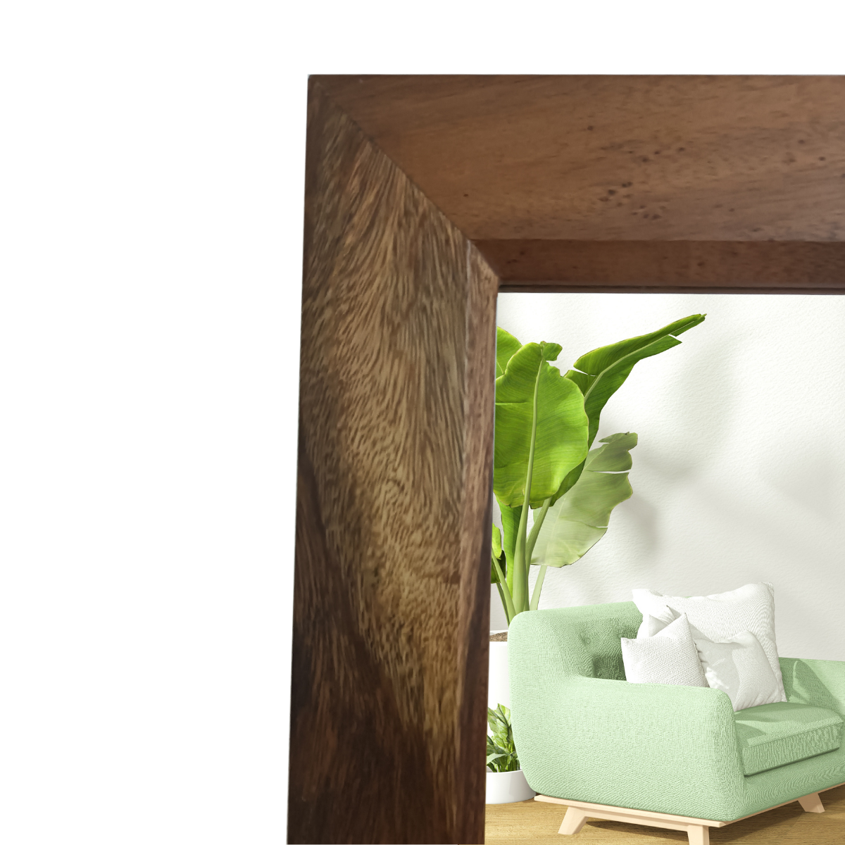 Espejo decorativo de cuerpo completo elaborado en madera de parota natural