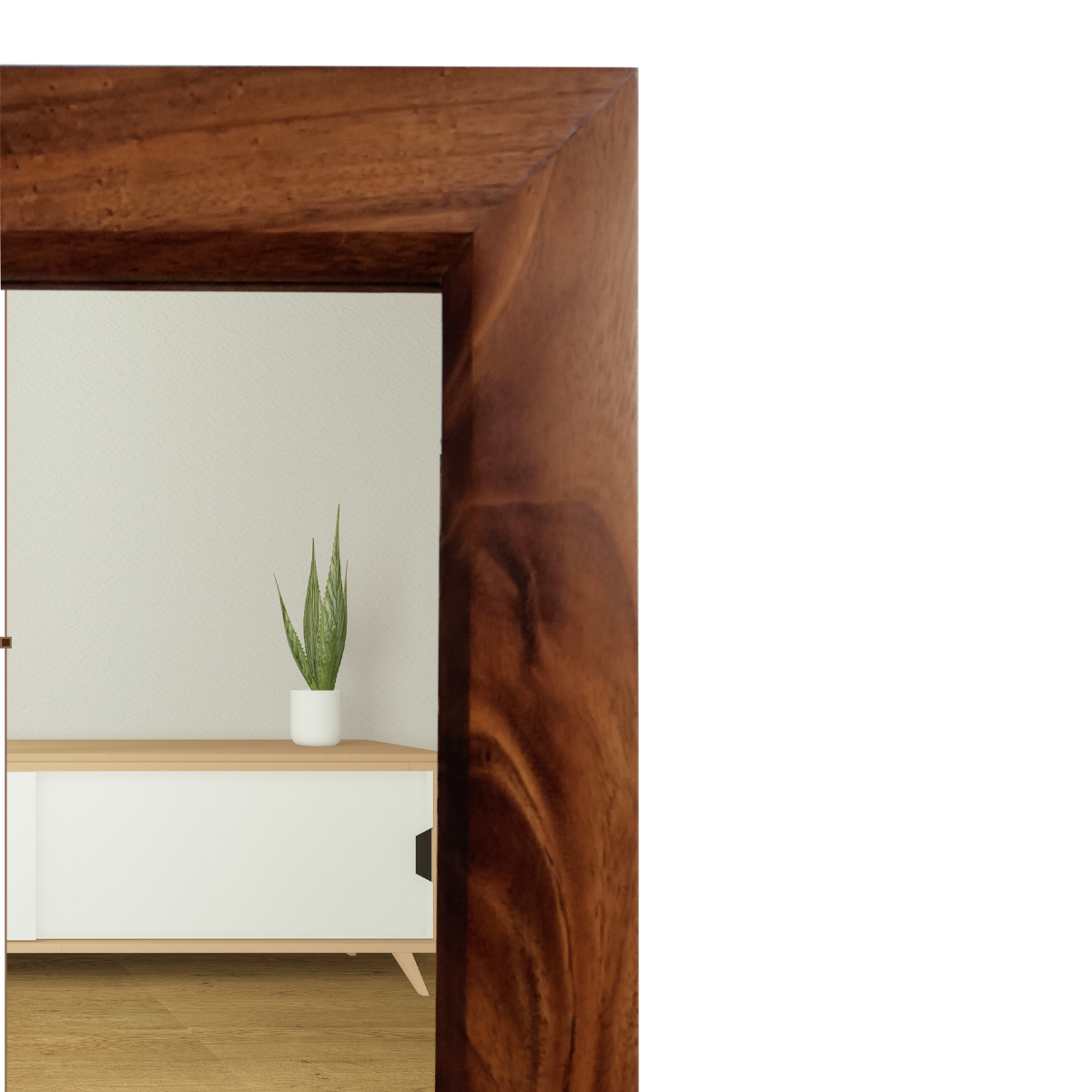 Espejo decorativo de cuerpo completo elaborado en madera de parota natural