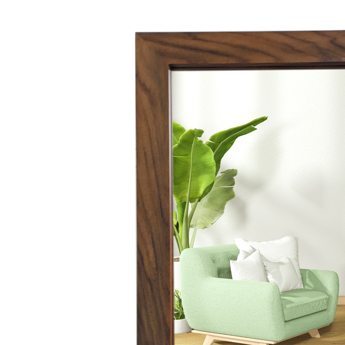 Espejo decorativo rectangular para pared elaborado en madera de parota natural