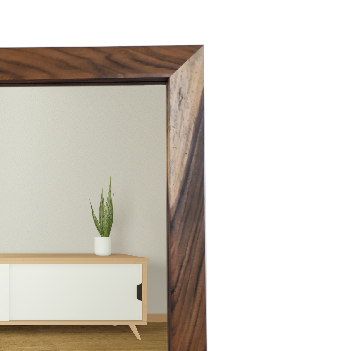 Espejo decorativo rectangular para pared elaborado en madera de parota natural