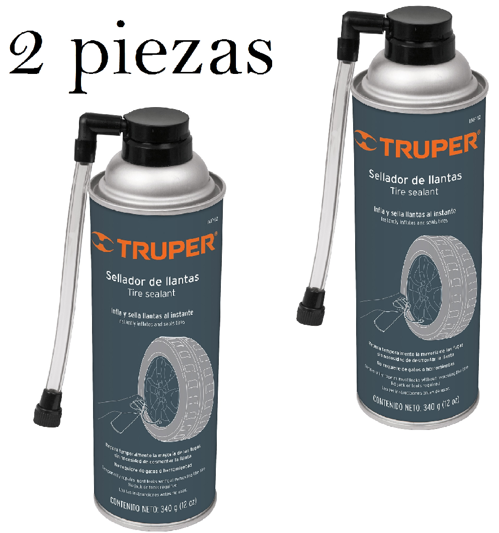 Inflador Y Sellador Para Ponchadura De Llanta De Moto Autos 2 piezas