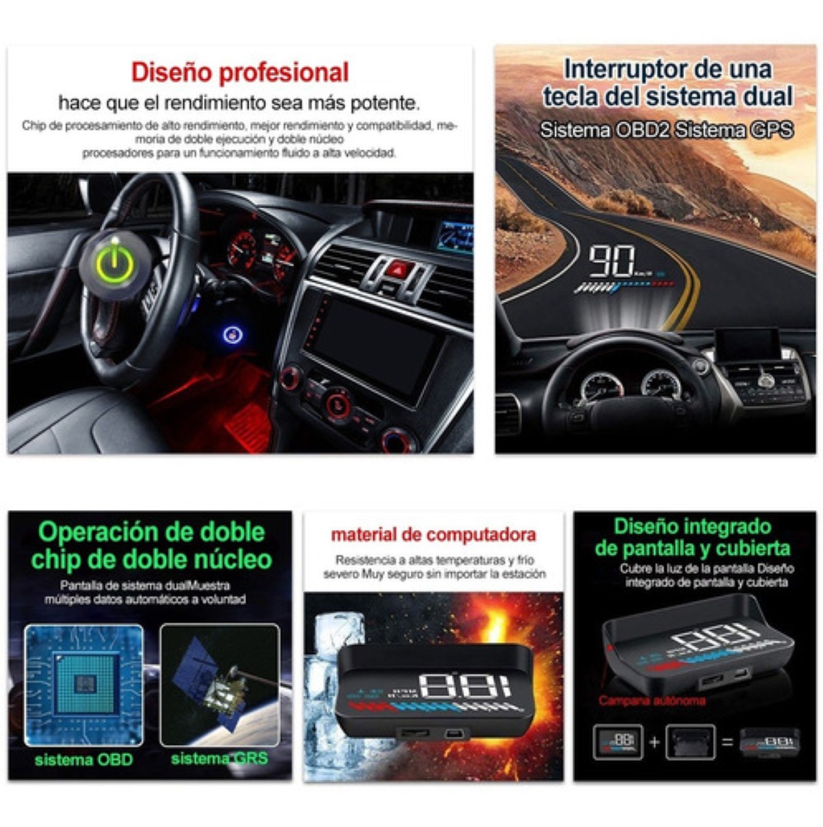 Velocímetro Pantalla Frontal Universal Hud Obd2/gps