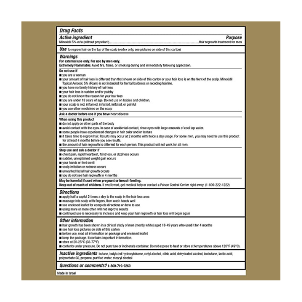 Minoxidil topical aerosol  5% for men  60G crecimiento de cabello