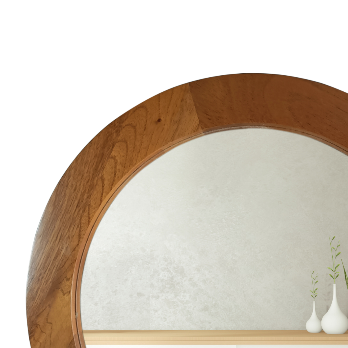 Espejo redondo de pared sol de madera -Espejos