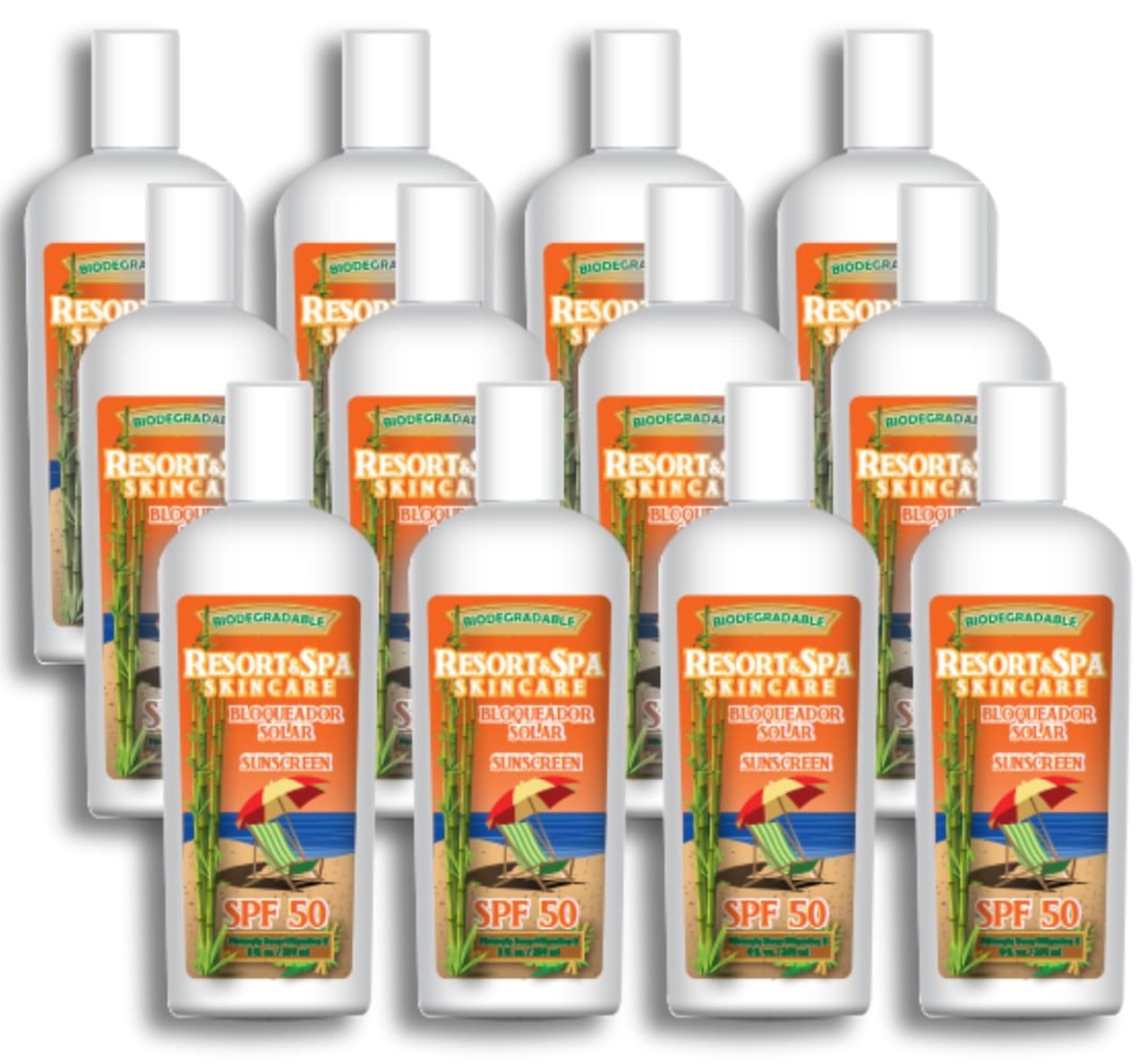 12 Piezas, Bloqueador Solar SPF 50 250 ml Biodegradable, Organico y Natural