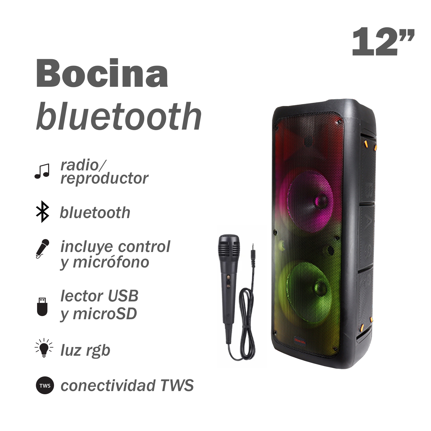 Bocina Grande de Doble Altavoz de 12" Link Bits SB1212T