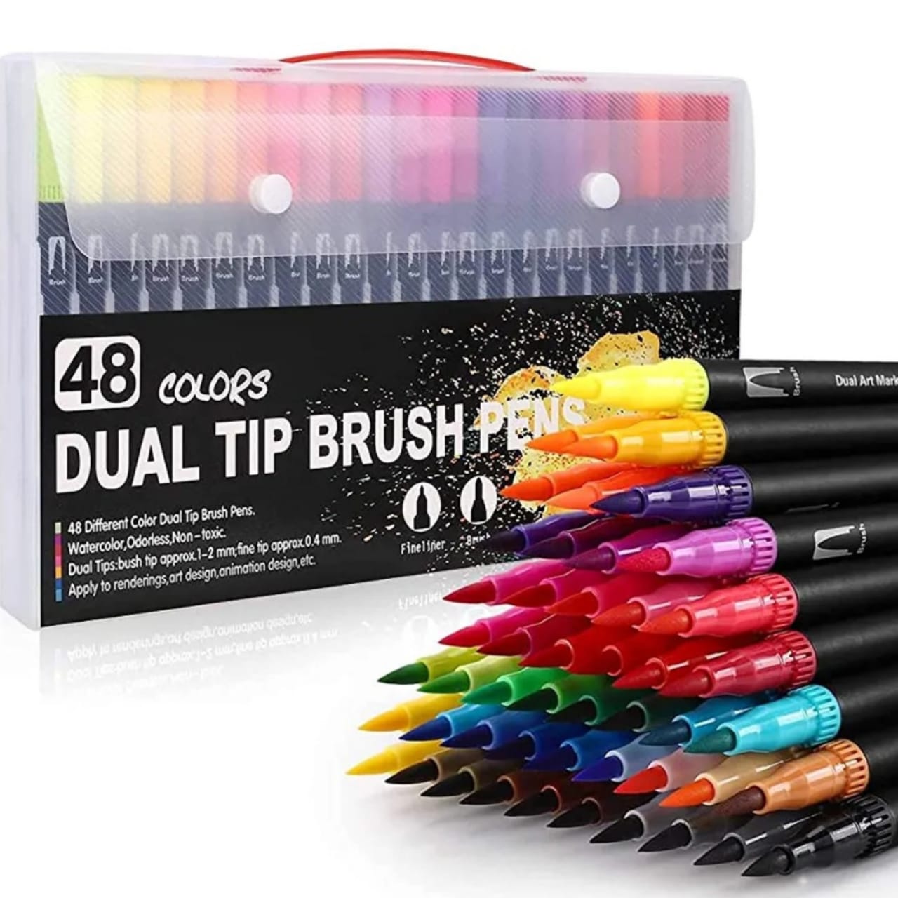 Dual tip brush pens