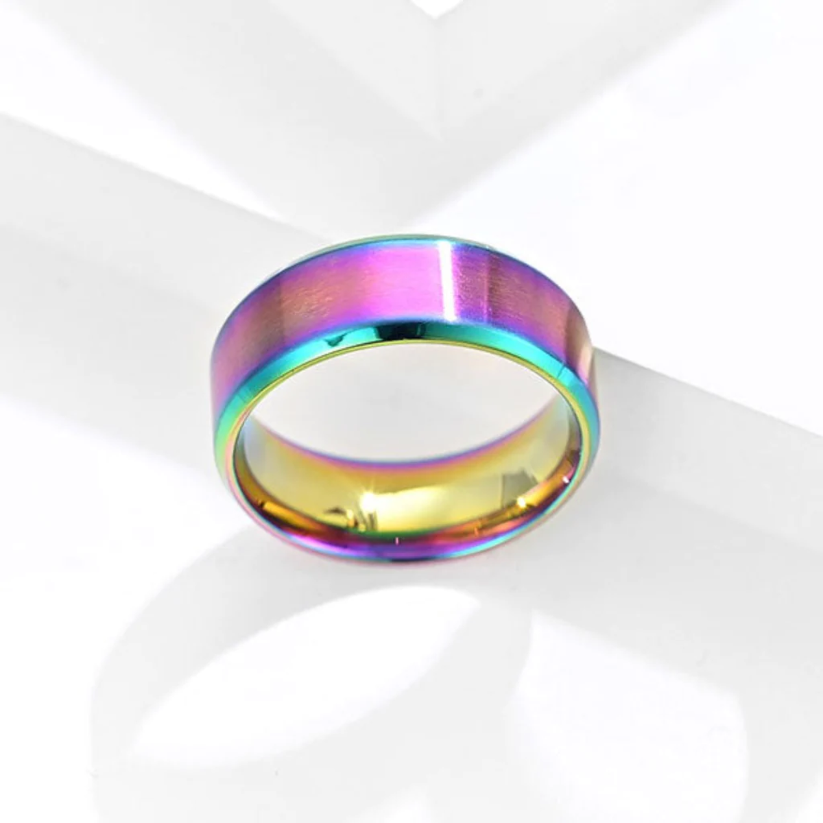 Anillo Tornasol Talla #9 Unisex Acero Inoxidable Moda Dama Caballero