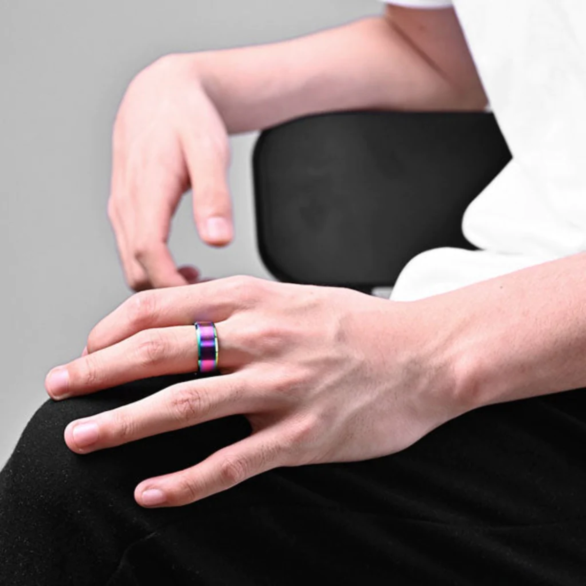 Anillo Tornasol Talla #9 Unisex Acero Inoxidable Moda Dama Caballero