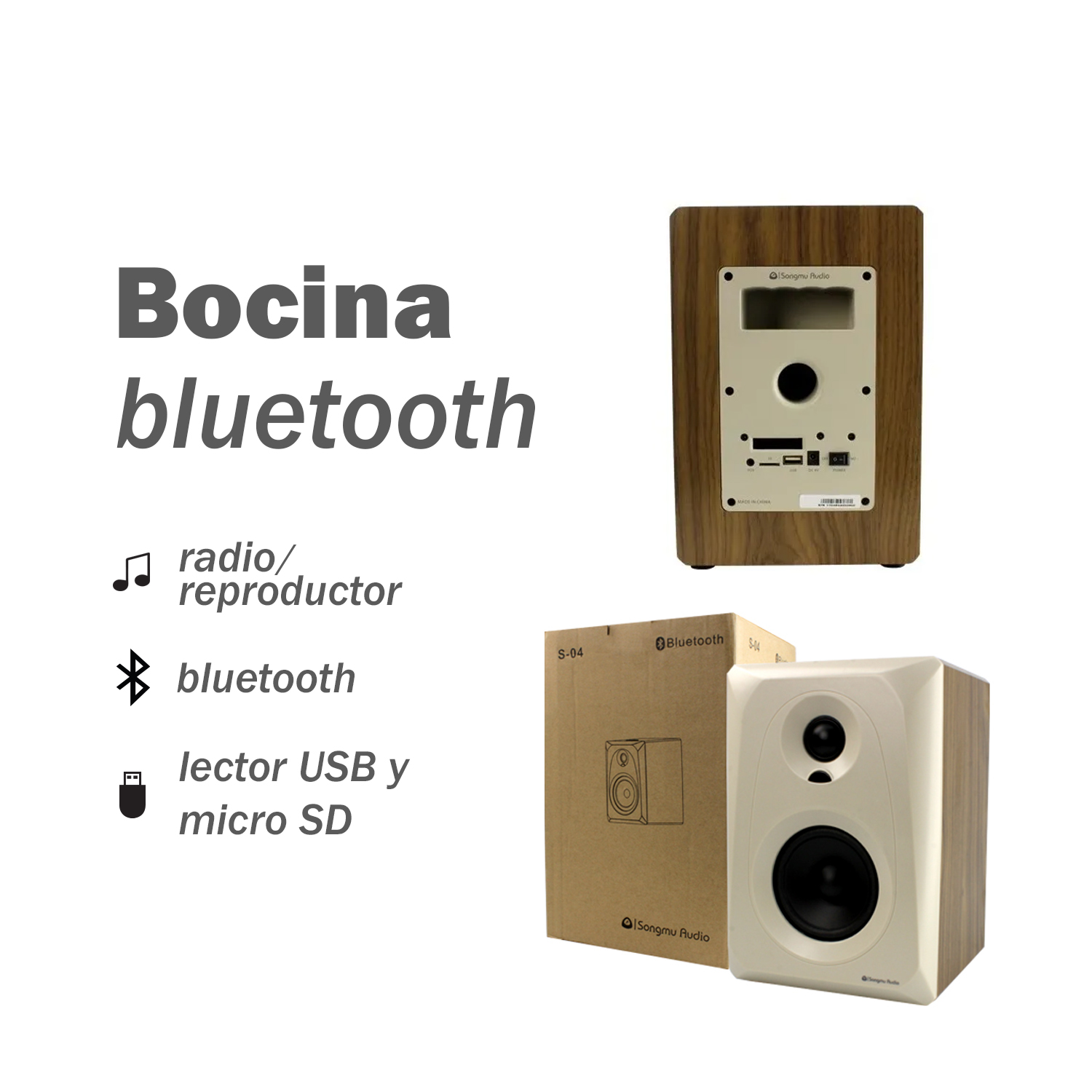 Bocina Pequeña Portátil de 4" con Bluetooth Link Bits S04