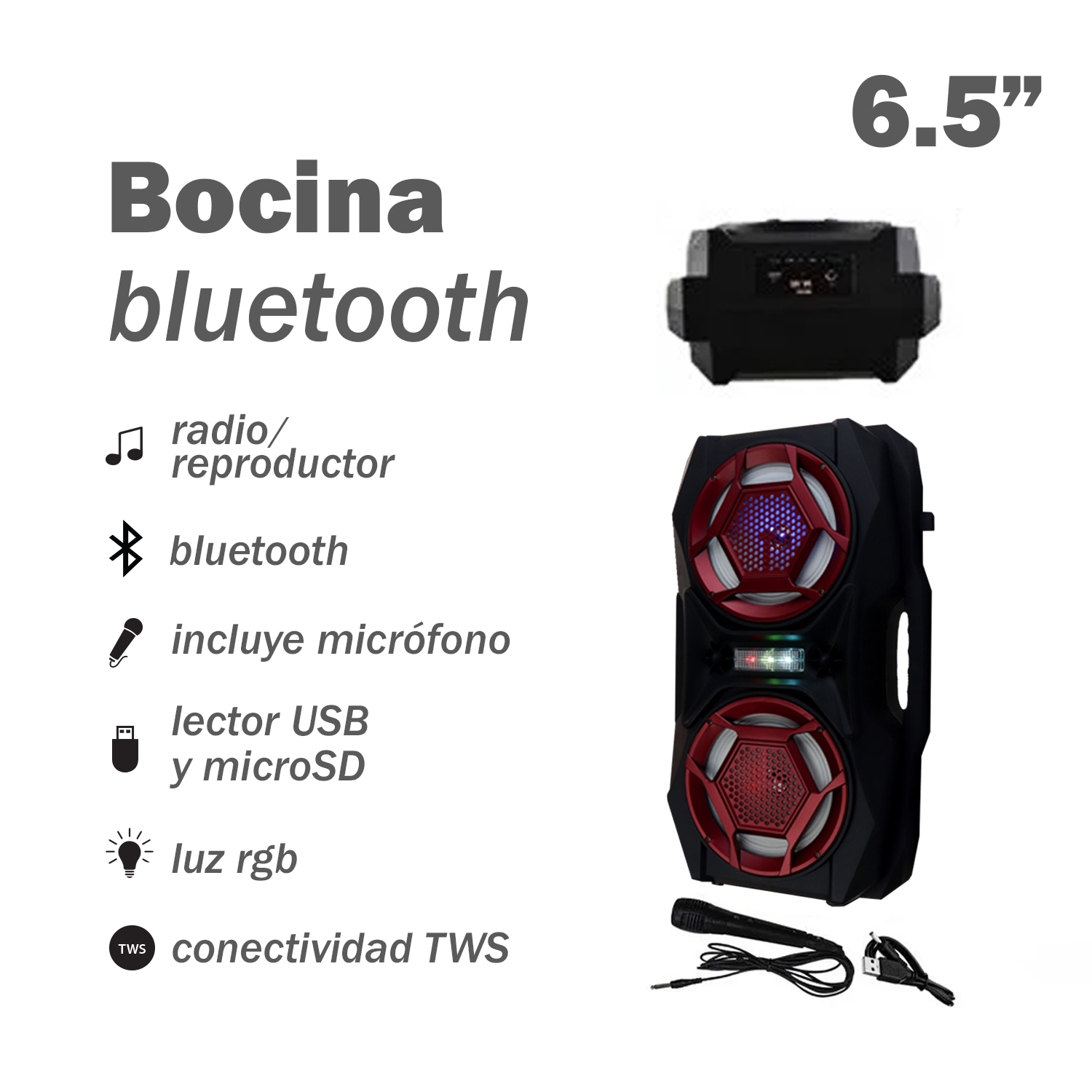 Bocina Bluetooth Link Bits Con Microfono 12