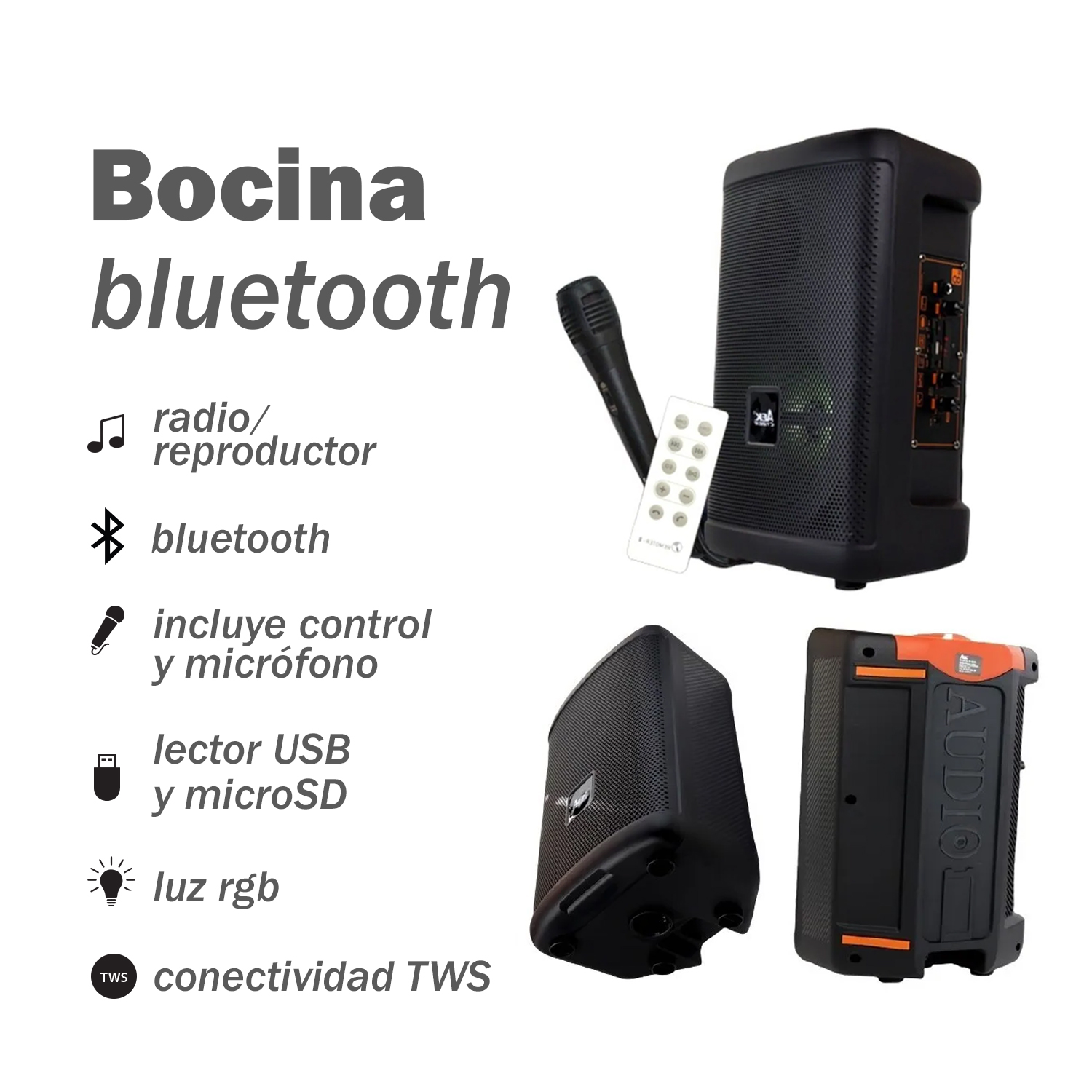 Bocina Bluetooth Portátil de 8" Link Bits S-10808